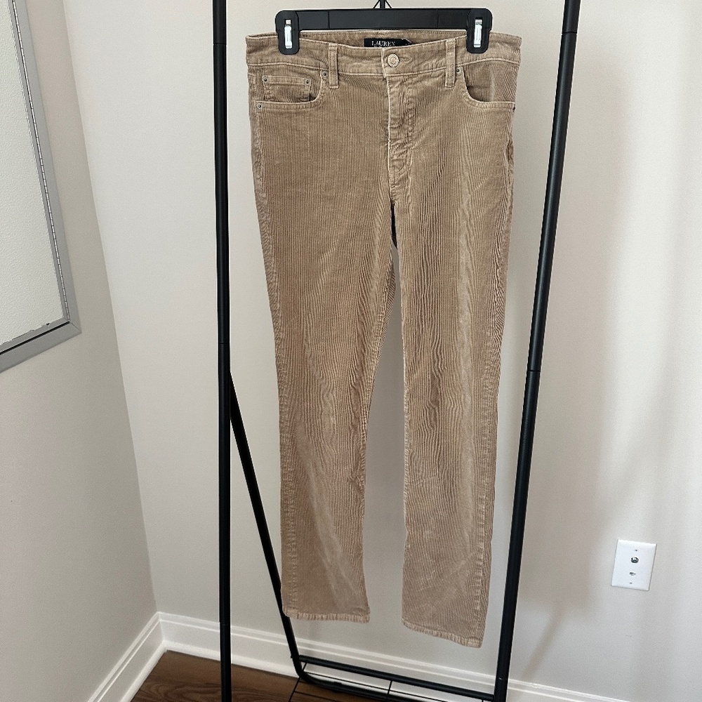 Lauren Ralph Lauren Beige Corduroy Pants – Size 6, Classic Straight-Leg Fit